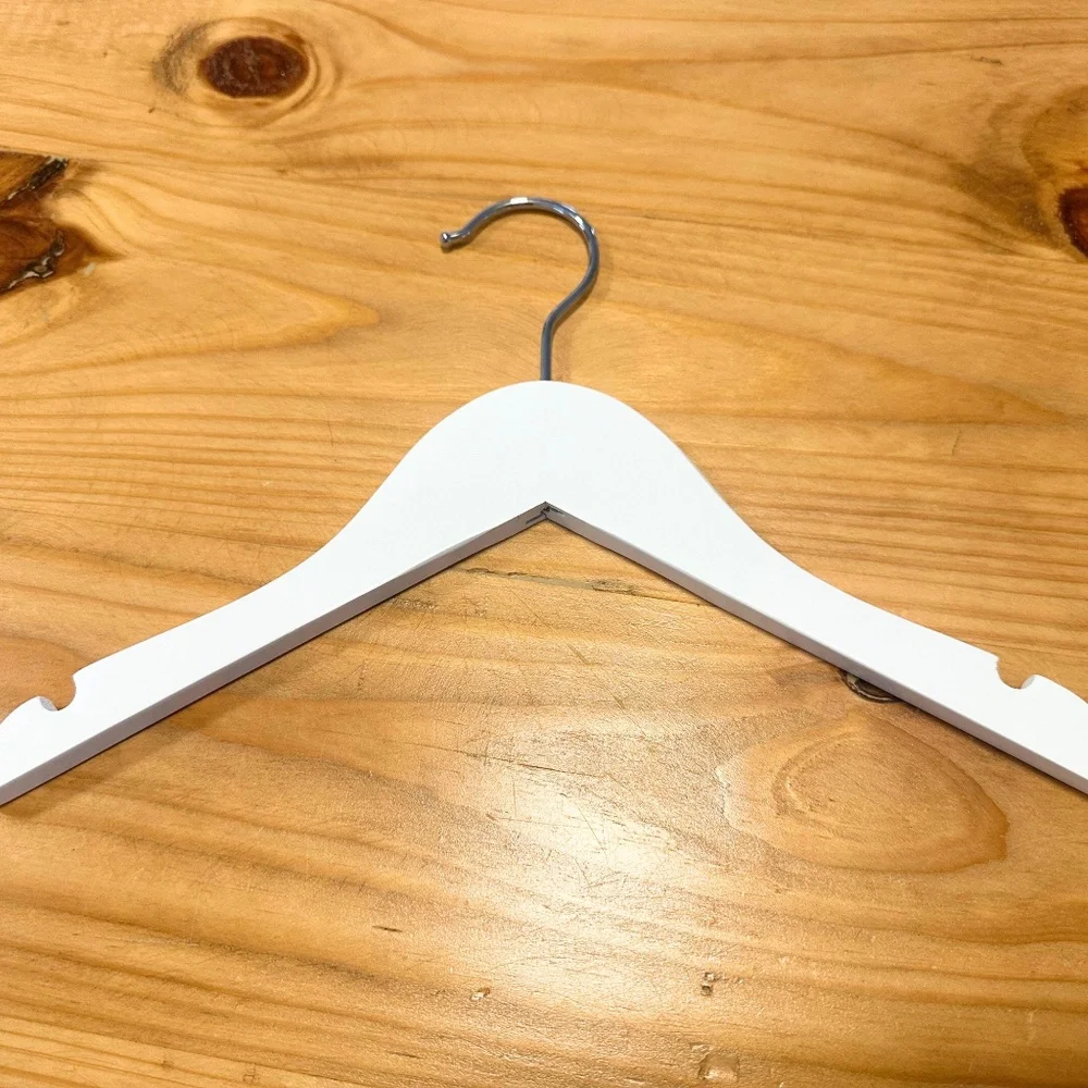 Children's Hangers Kids Wood Hangers High Gloss White Painted Metal Hook Qty: 10